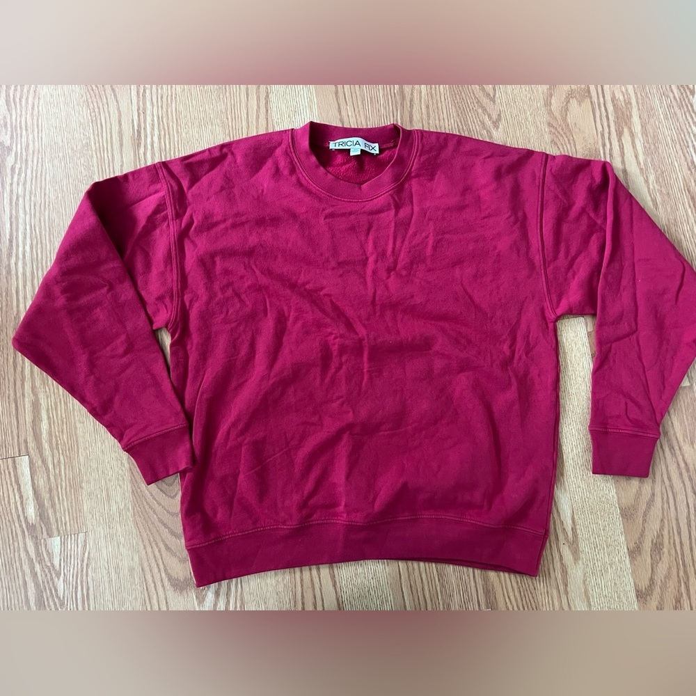 Tricia Fix Exclusive Butterfly Crewneck Sweatshirt in Red Raspberry Size XS - Picture 3 of 4